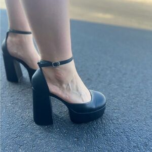 Wild Diva Black Platform Heels